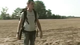 Skinny twink enjoys his ass with friend in countryside getting destroyed gushing choked cum in mouth
