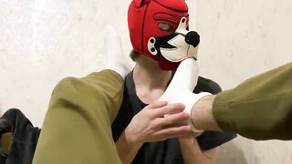 Puppy Boy Licks Feet and Sucks Uncut Big Cock for Russian Gay Cumshot