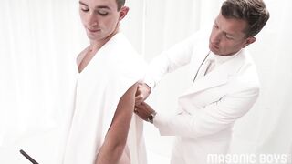 Blond MasonicBoys Chase Tyler gets destroyed by suited DILF coach in bareback college cock choke