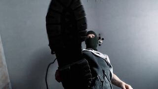 Gay Army Boots Amplify Pleasure as Cock Screams Through Dirty White Sock Breath