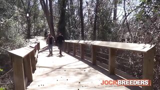 Scruffy Twinks Brogan Reed and Lance Matthews Destroyed With Bareback Gay Blowjob and Cum Fucking Outside