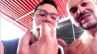 Daddy Destroys Twink Hole Gushing Cum Loads Leather Boots Backyard