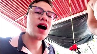 Daddy Destroys Twink Hole Gushing Cum Loads Leather Boots Backyard