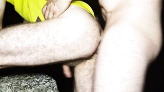 MASKED DADDY RAW DOGS BITCH ASS OVER STONE WALL CREAMFILLS