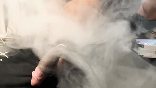 Spun Black Beast Jerks Thick Clouds Cock Gushes Ropes