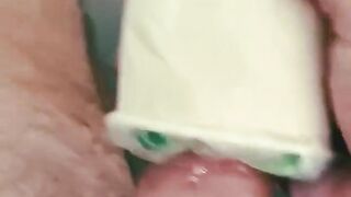 1$ Fake Pussy Chokes Cock Gushes Thick Cum Flood