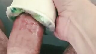 1$ Fake Pussy Chokes Cock Gushes Thick Cum Flood