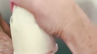 1$ Fake Pussy Chokes Cock Gushes Thick Cum Flood