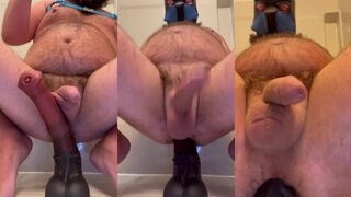 Chubby Furry Puppy Ass Wrecked by Horse Dildo Cum Gush