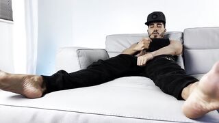 Latino Jock Jerks Massive Uncut Cock Feet Soles Gush Destroyed