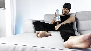 Latino Jock Jerks Massive Uncut Cock Feet Soles Gush Destroyed