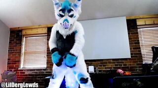 Fursuiter Jerks Teal Paw Cock Till Gushing Cum Flood