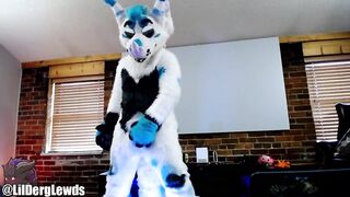 Fursuiter Jerks Teal Paw Cock Till Gushing Cum Flood