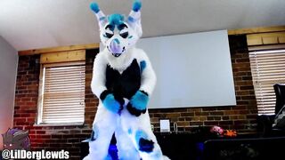Fursuiter Jerks Teal Paw Cock Till Gushing Cum Flood