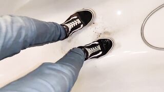 Jeans Piss Desperation Floods Legs Cock Cums Chokes Fabric