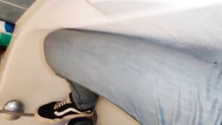 Jeans Piss Desperation Floods Legs Cock Cums Chokes Fabric