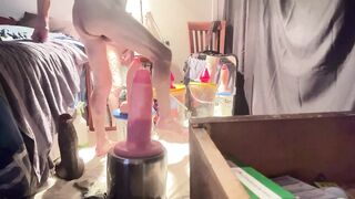 Hole Wrecker Rips Loose Gay Man Pussy With Massive Pink Dildo Beast