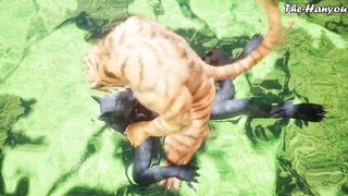 Wolf Crushes Tiger Ass Footjob Frenzy Gushing Cum Destroyed