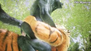 Wolf Crushes Tiger Ass Footjob Frenzy Gushing Cum Destroyed