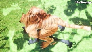 Wolf Crushes Tiger Ass Footjob Frenzy Gushing Cum Destroyed