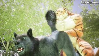 Wolf Crushes Tiger Ass Footjob Frenzy Gushing Cum Destroyed