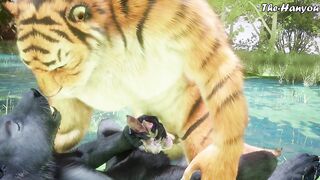 Wolf Crushes Tiger Ass Footjob Frenzy Gushing Cum Destroyed