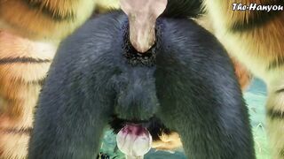 Wolf Crushes Tiger Ass Footjob Frenzy Gushing Cum Destroyed