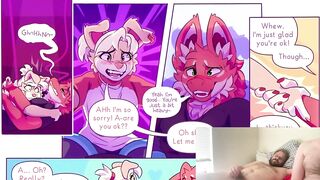 Strapped Bunny Femboy Chokes On Fox Cock Gushing Cum Flood