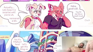 Strapped Bunny Femboy Chokes On Fox Cock Gushing Cum Flood