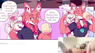 Strapped Bunny Femboy Chokes On Fox Cock Gushing Cum Flood