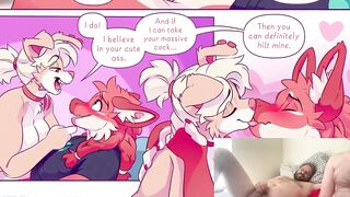 Strapped Bunny Femboy Chokes On Fox Cock Gushing Cum Flood