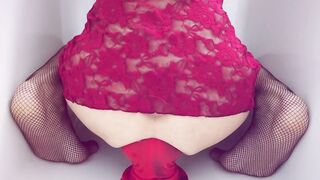 Huge Bad Dragon Knot Destroys Sissy Ass Stuck Gaping Wide Cum Gush