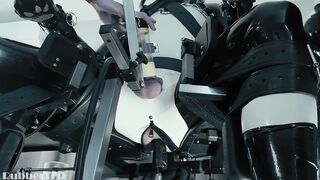 Rubber Pup Bound Choked Gushing Dual Machine Ass Wrecker
