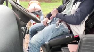 2 Big Dicks Choke Gush In Public Forest ATV Blowjob Rampage