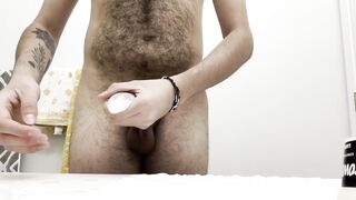 Hairy Arab Daddy Big Cock Explodes Twice In Tight Condom Gushers