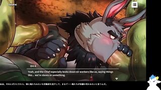 Orc Chief Chokes Furry Bunny Slave with XXL Cum Gusher Bukkake
