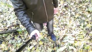 Bald Stud Jerks Huge Uncut Cock Forest Cum Gusher