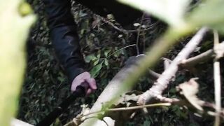 Bald Stud Jerks Huge Uncut Cock Forest Cum Gusher