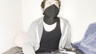 Masked Muscle Daddy Jerks Hairy Big Cock Gushes Cum