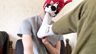 Puppy Twink Chokes on Bestie Feet Sucks Massive Uncut Cock Gushes Cum