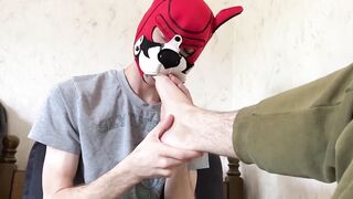 Puppy Twink Chokes on Bestie Feet Sucks Massive Uncut Cock Gushes Cum