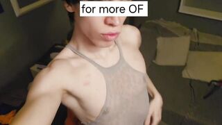 Cute Femboy Twink Gushes Cum Choking Massive Asian Cock