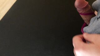 Ribbon Choked Cock Brushed to Gushing Stamina Cum Blast
