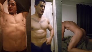 Latino Muscle Beast Bath Jerk Gushes Cum Flood Destroyed