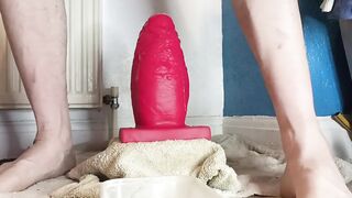 Monster Purple Dildo Wrecks Ass Gapes Squirt Gush
