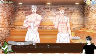 Goro Dom Crushes Naoto Ass in Sauna Bareback Gush Fest