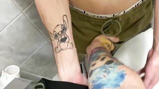 Twink Bros Unleash Gushing Big Dick Cum Tsunamis in Risky Public Toilet