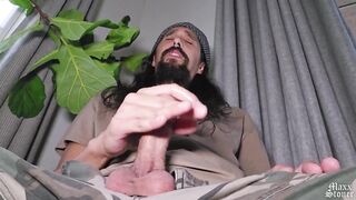 Maxx Stoner Hippie Daddy Fat Cock Gushes Huge Cumshot Load