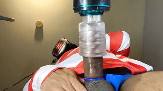 Automasturbator Drains Masked BBC Beast Gushing Loud Cumshot