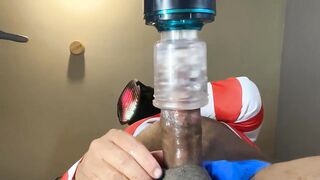 Automasturbator Drains Masked BBC Beast Gushing Loud Cumshot